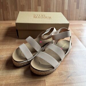 Steve Madden jkrissy flatform espadrille sandals, natural color, size 3